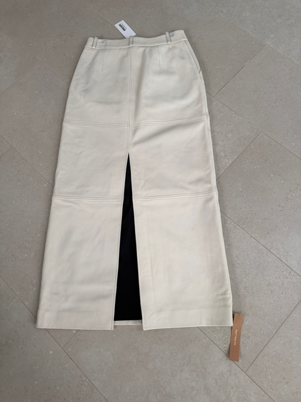 Reformation Cream Leather Midi Pencil Skirt - Picture 4 of 9